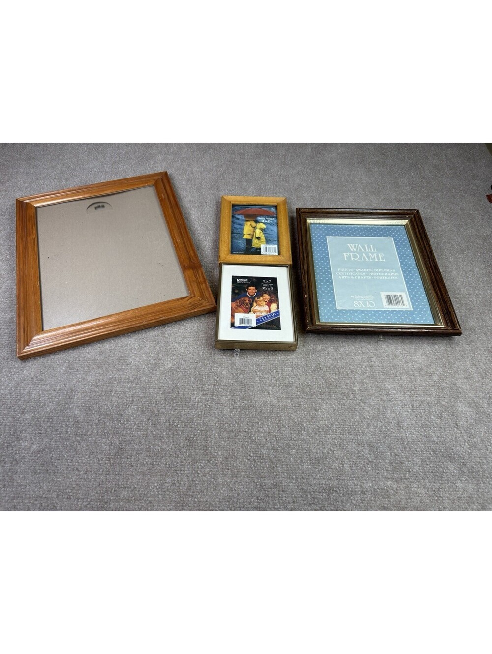 Vintage Wood Picture Frames: 3 Solid Wood & 1 Metal Wall Mount USA Made NOS New
